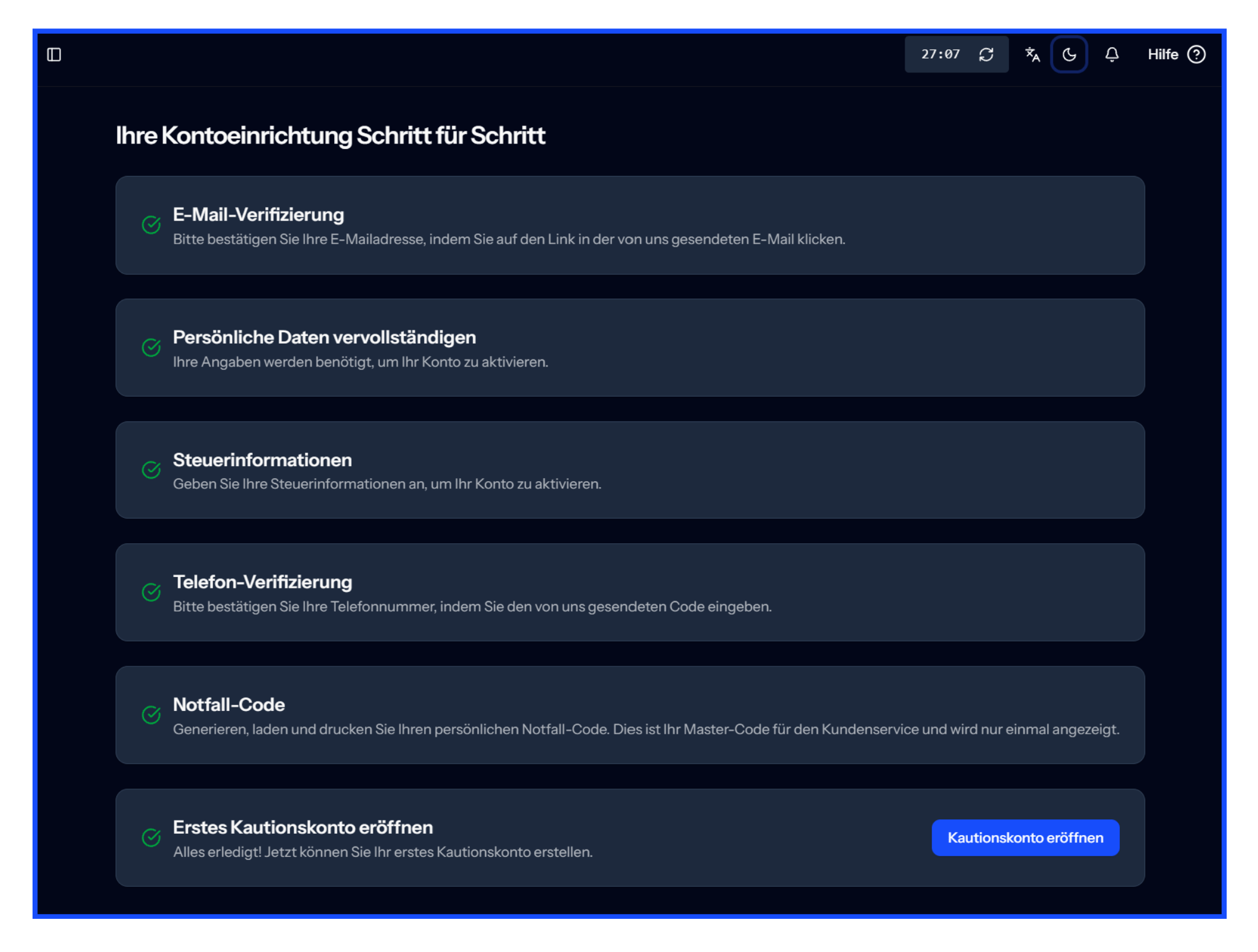 Schritt 2: Kontoverifizierung & Einrichtung